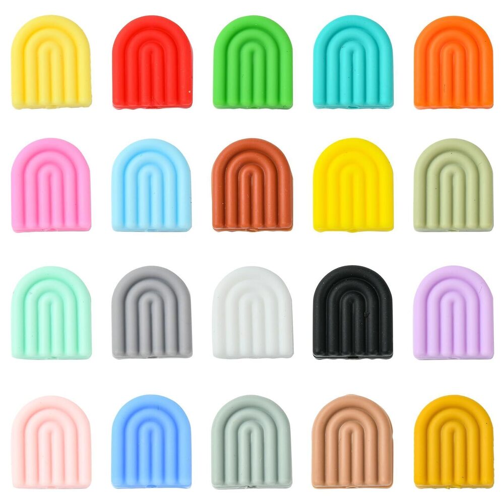 3558 40 Pcs 20 Colors Boho Silicone Rainbow Beads Arch Rainbow Silicone